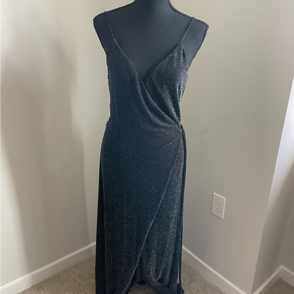 Black Sparkle Wrap Maxi Dress from Lulus
